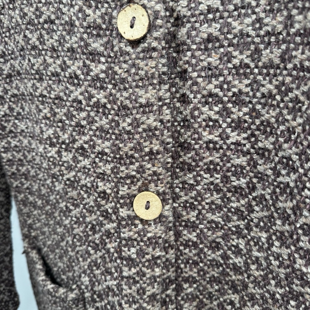 E.C.C. Women Cardigan Coat XL Brown Wool Cotton Handmade Ecuador Boho Artisan - Picture 4 of 7